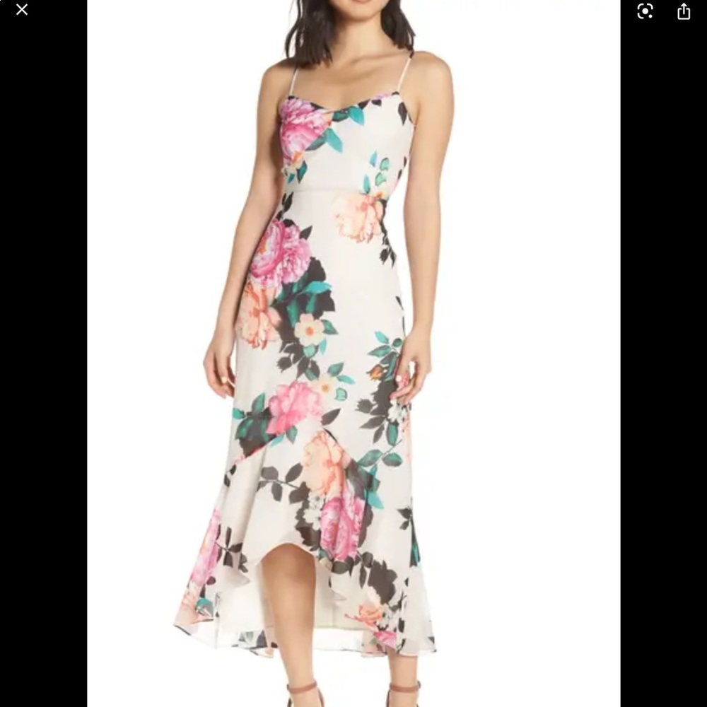 Chelsea28 Floral High/Low Midi Dress Size 14